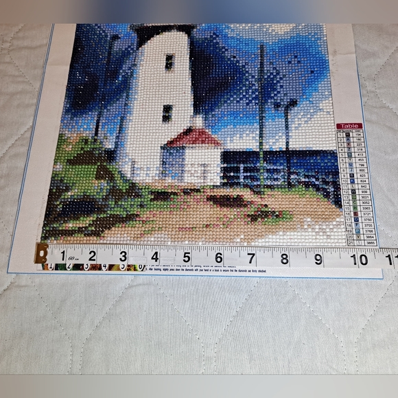 White Lighthouse "Completed" Diamond Art Picture "Frame Not Included" Multicolor - Picture 3 of 5